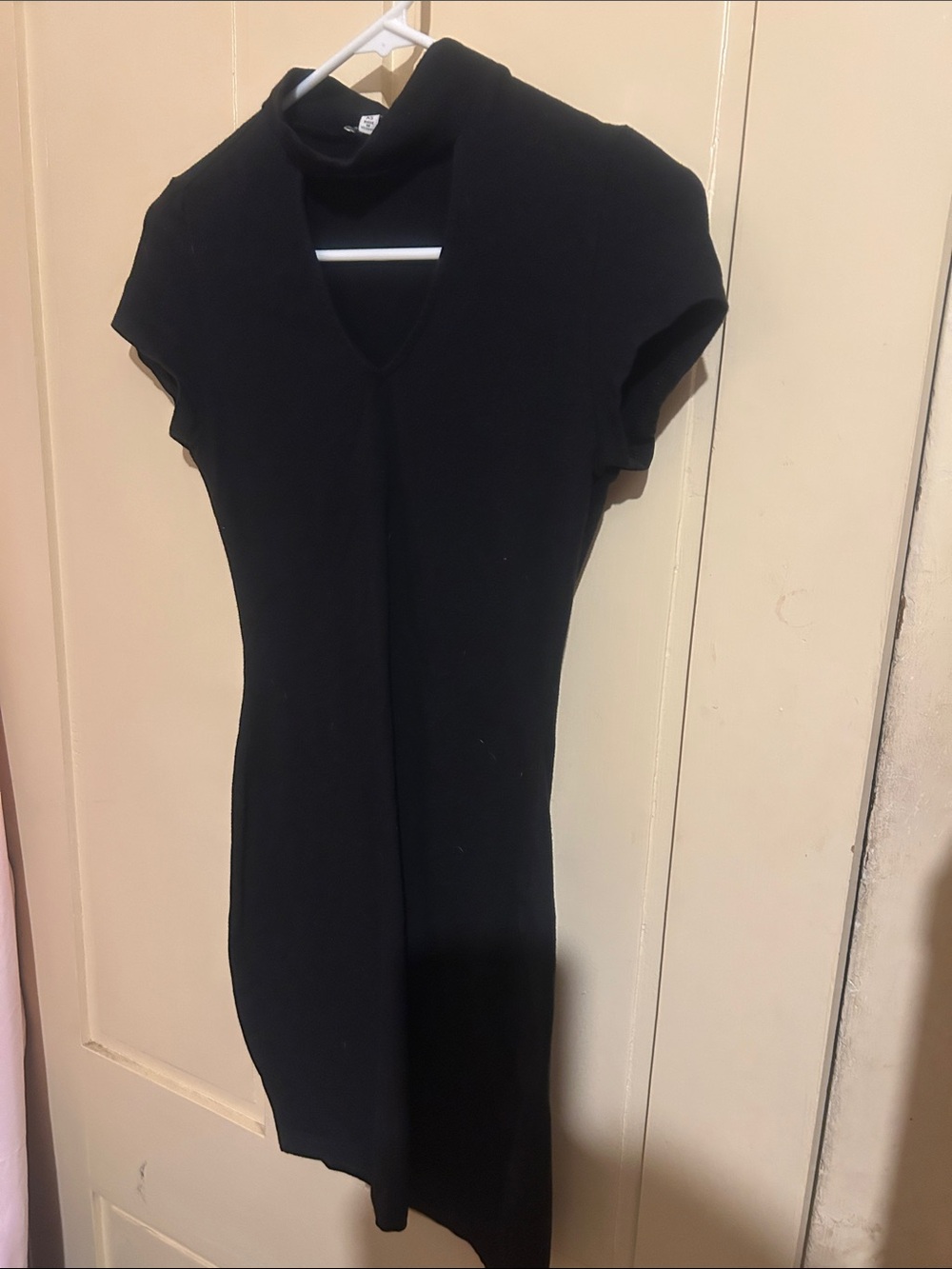 Charlotte Russe Black Asymmetrical Short-Sleeve Dress Size XSmall